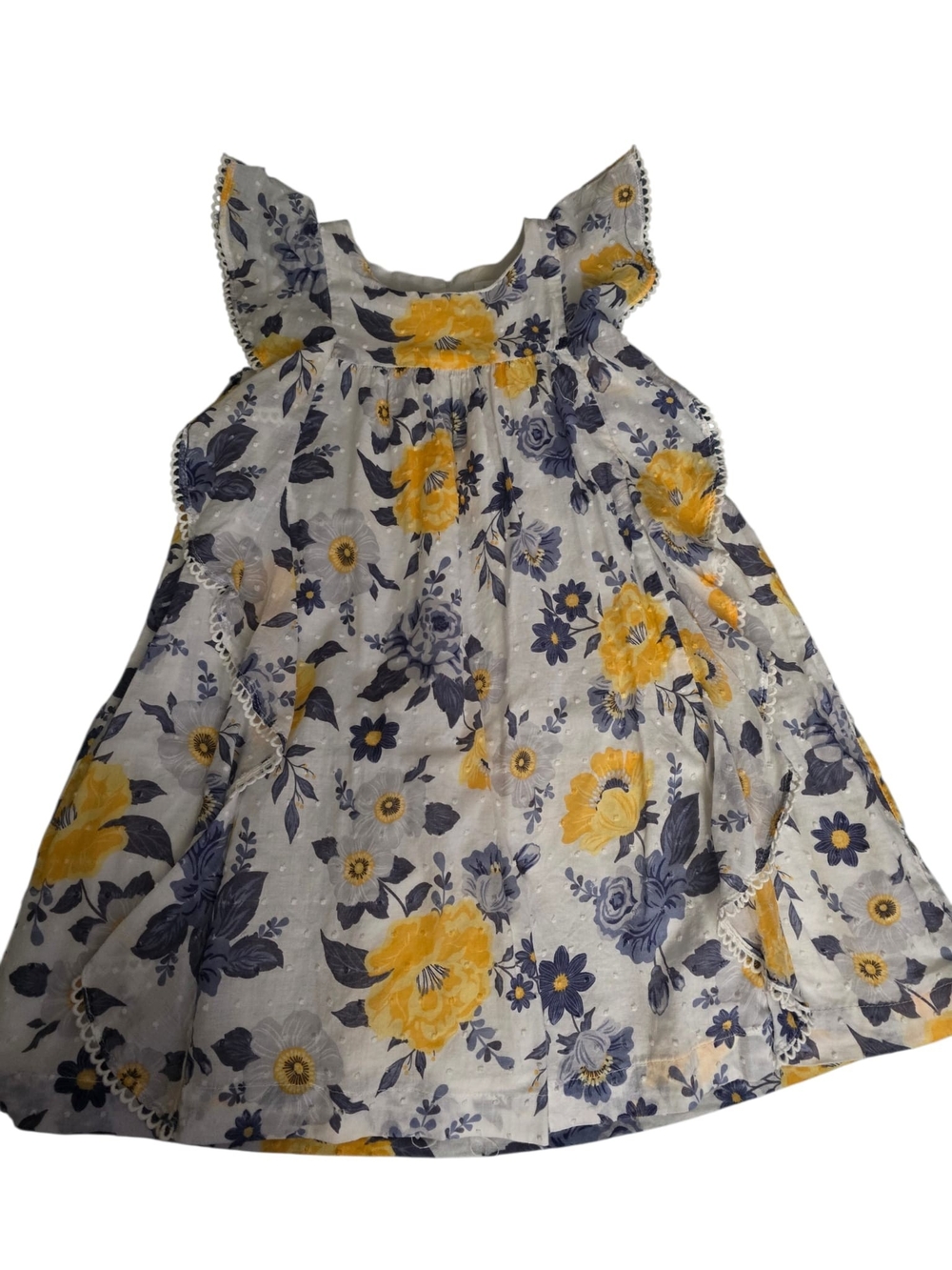 Girls Yellow & Blue Floral Sundress - Unbranded